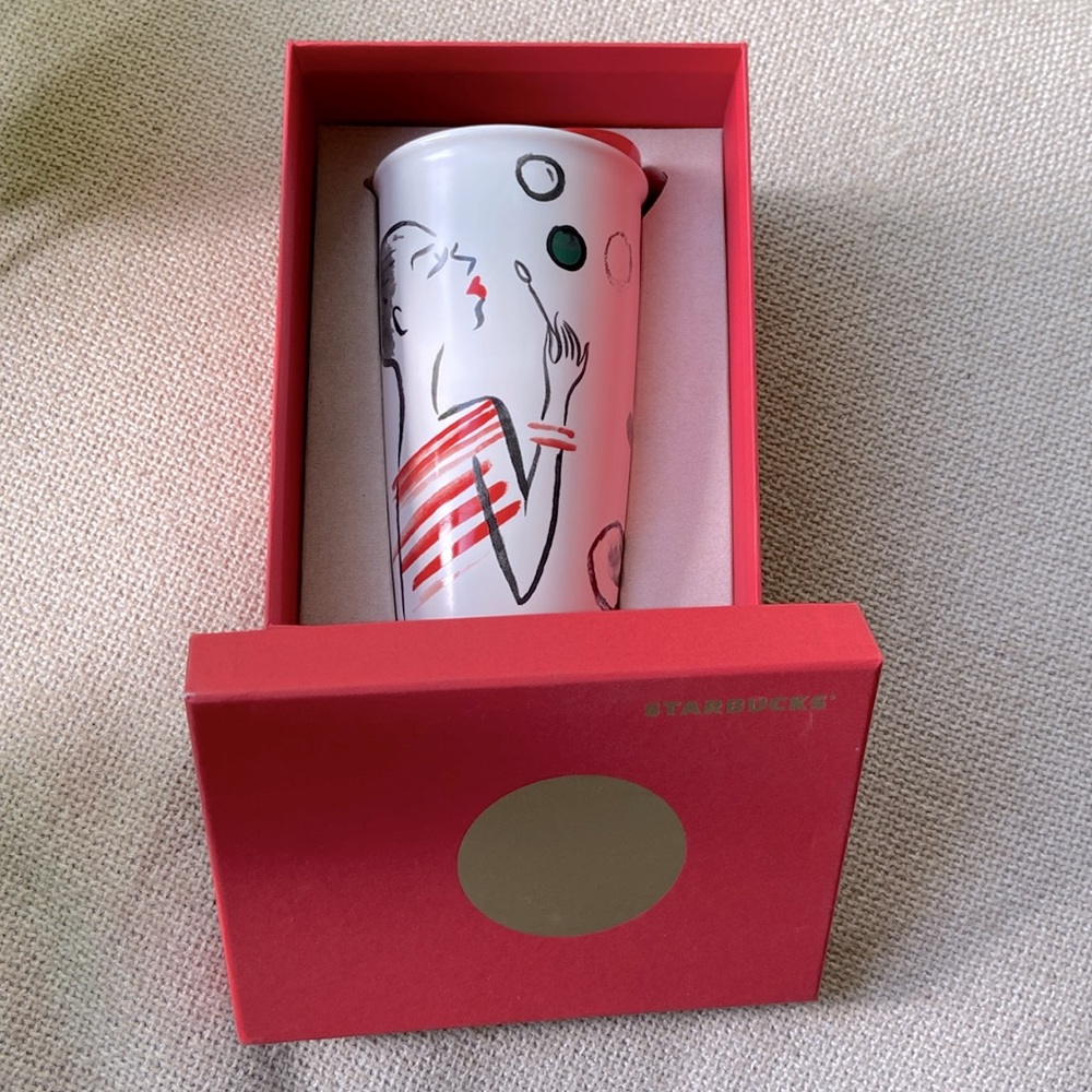 NWT Starbucks | Blowing Bubbles Girl Ceramic Travel Tumbler (12 oz) - Picture 2 of 2